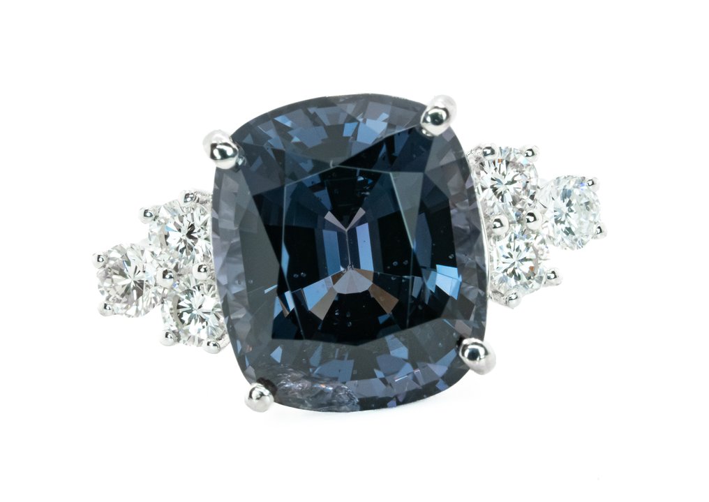 Δαχτυλίδι - 14 καράτια Λευκός χρυσός, Γκρίζο (Μπούρμα) -  9.49ct. tw. Σπινέλιος - Διαμάντι - 0,67 καράτια - VS #1.0