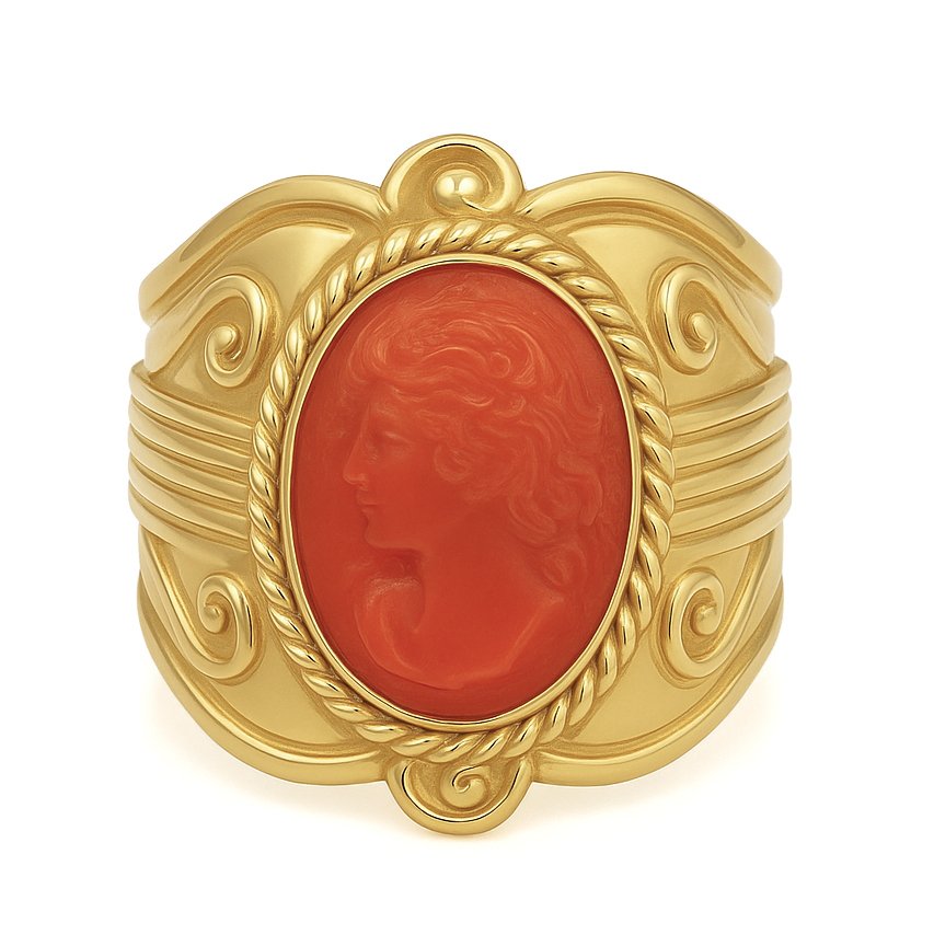 Bague - 18 carats Or jaune Corail #1.0