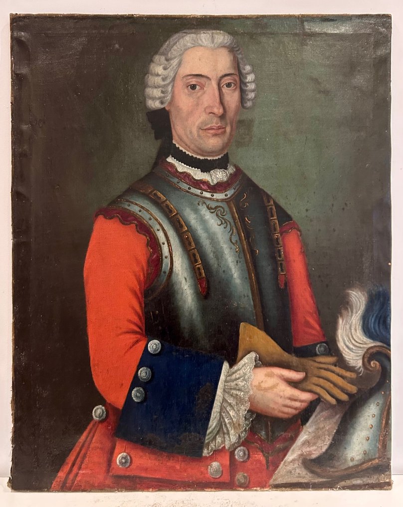 École française (XVII) - Retrato de noble militar de la Época Luis XV #1.0