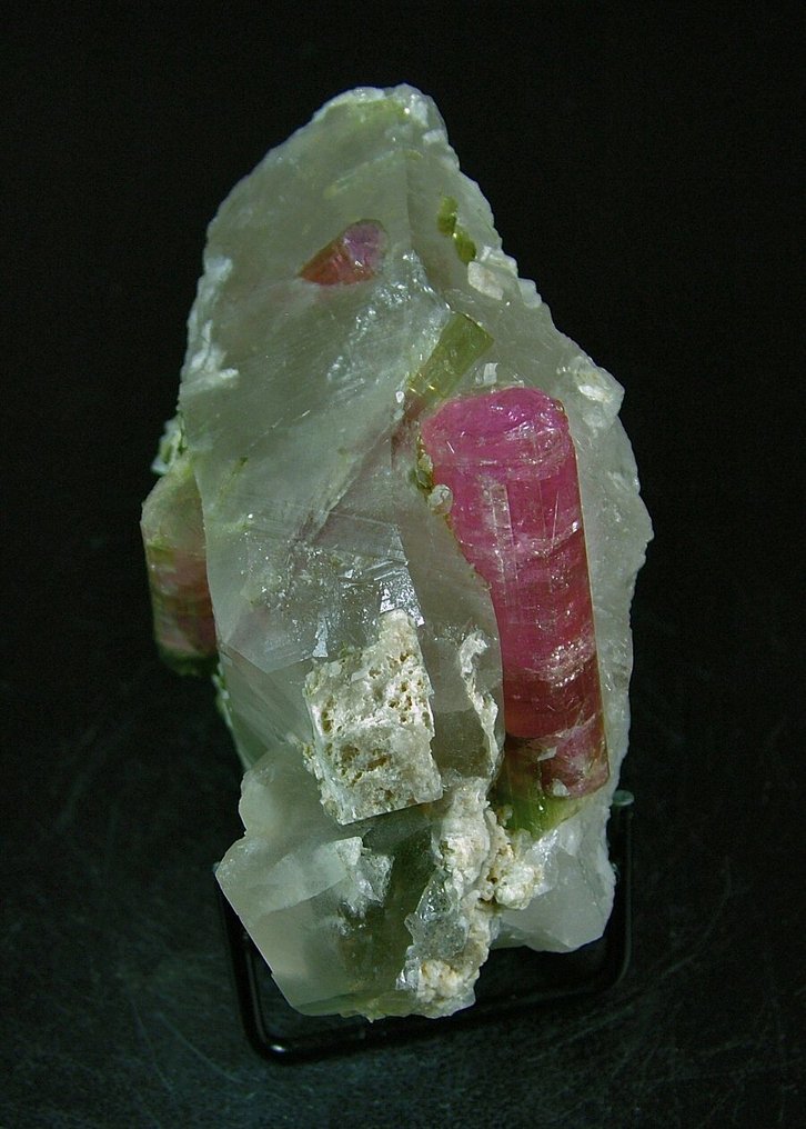 CW1778 υπέροχη πολύχρωμη ελβαΐτη με αλβίτη σε χαλαζία. Κρύσταλλοι στη μήτρα - Ύψος: 100 mm - Πλάτος: 66 mm- 371 g - (1) #3.2