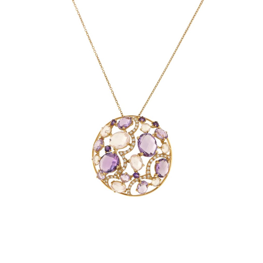 Bibigi - Κολιέ - 18 καράτια Ροζ χρυσό - 12.68ct. tw. Αμέθυστος - Διαμάντι #2.1