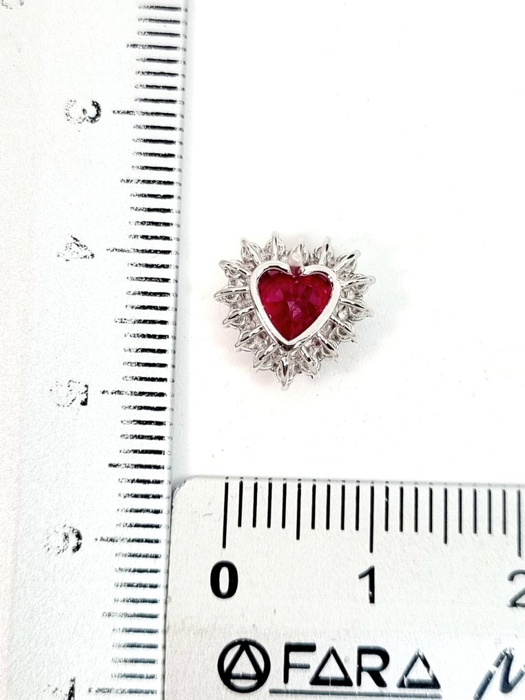 Σκουλαρίκια - 18 καράτια Λευκός χρυσός Ρουμπίνι - Διαμάντι #1.0