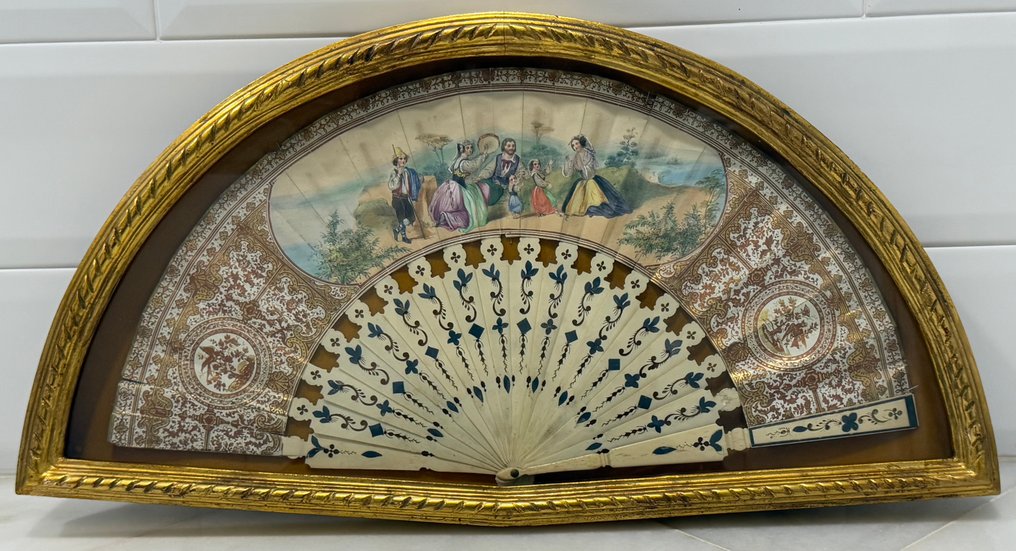 Håndholdt vifte  (2) - Tre, Papir, Krystall, Fløyel, Ben, Gull, Sølv #1.0