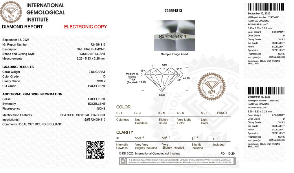2 pcs 鑽石  (天然)  - 1.11 ct - 圓形 - D (無色), E(近乎完全無色) - VVS2, VVS1 - 國際寶石學院（International Gemological Institute (IGI)） - 精彩搭档 #1.0