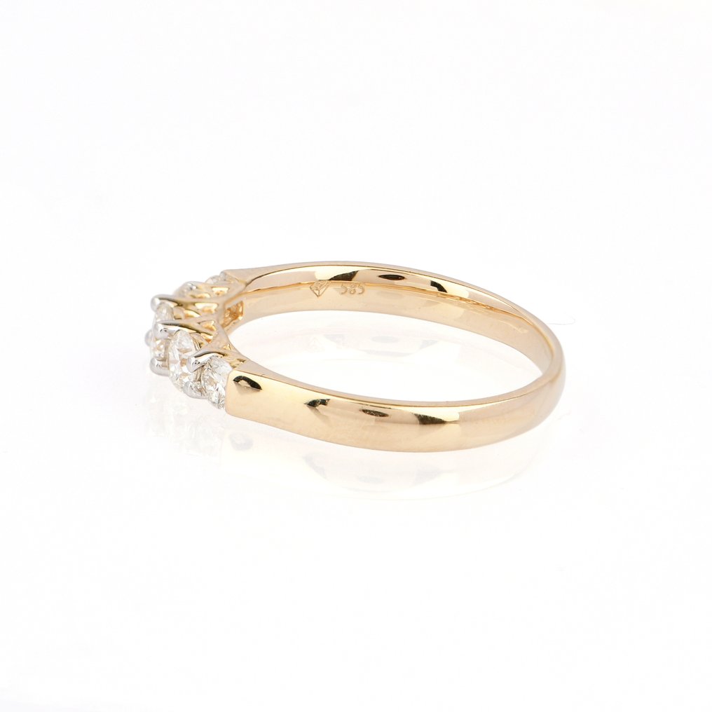 戒指 - 14 克拉 黃金 -  0.67ct. tw. 鉆石 (天然) - 鉆石 - Five Stone Band #4.3