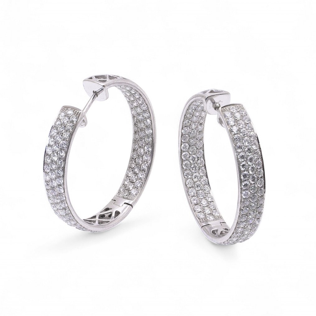 耳环 18kt 白金钻石圈耳环，总钻石重量6.80克拉 #1.0