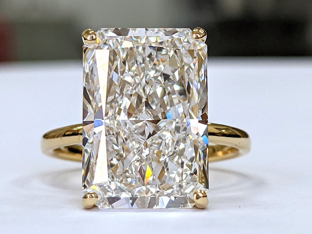 Zonder minimumprijs - Ring - 18 karaat Geel goud -  10.23ct. tw. Diamant (Lab-grown) - F VS1 IGI Certified #1.0