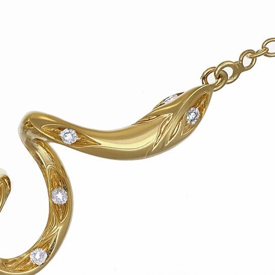 Collier avec pendentif - 18 carats Or jaune -  0.07ct. tw. Diamant (Naturelle)  #1.0