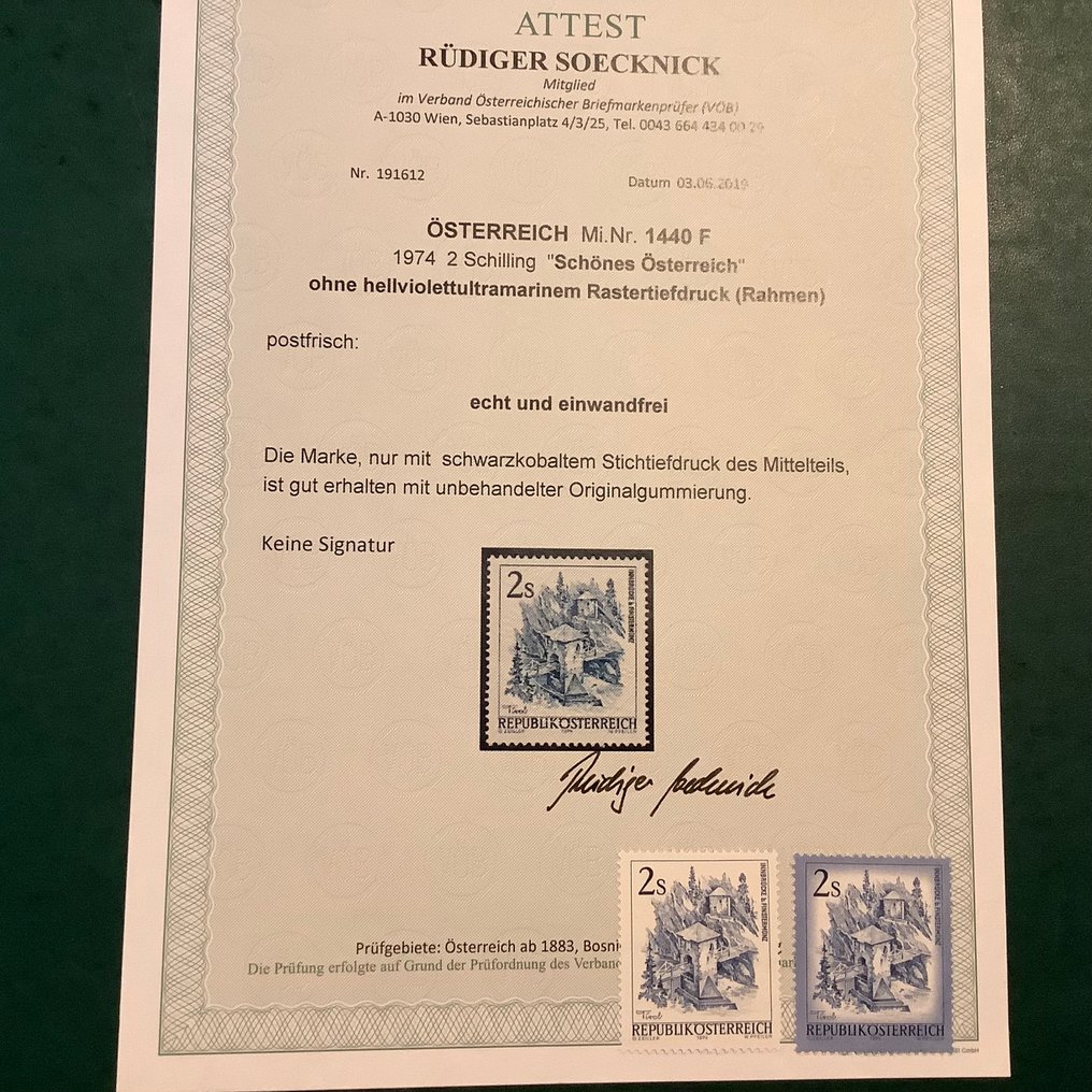 Austria 1974 - 2 Schilling Finstermunz: print without frame with flawless photo certificate Soecknick - Michel 1440 F #1.0