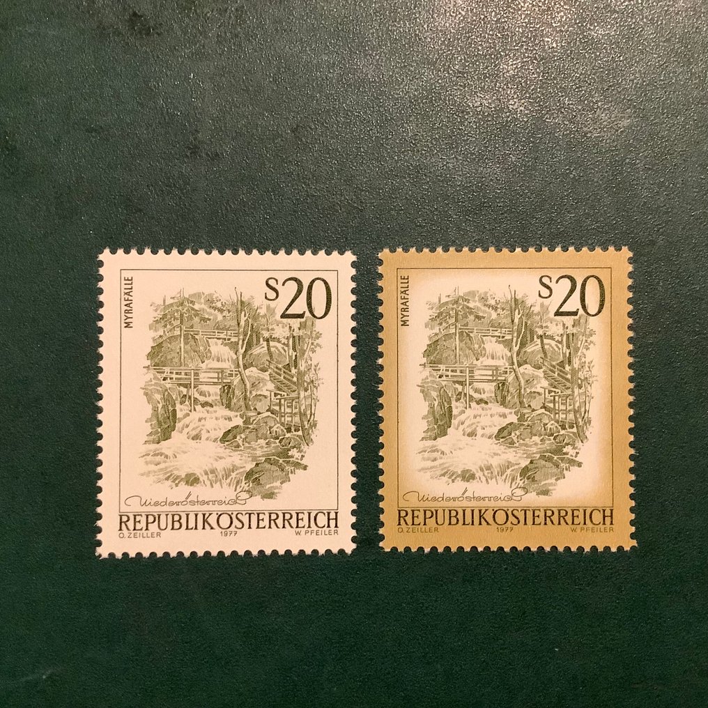 Austria 1979 - 10 Schilling Myrafalle: stamp without frame with perfect photo certificate Soecknick. - Michel 1565 F #2.1