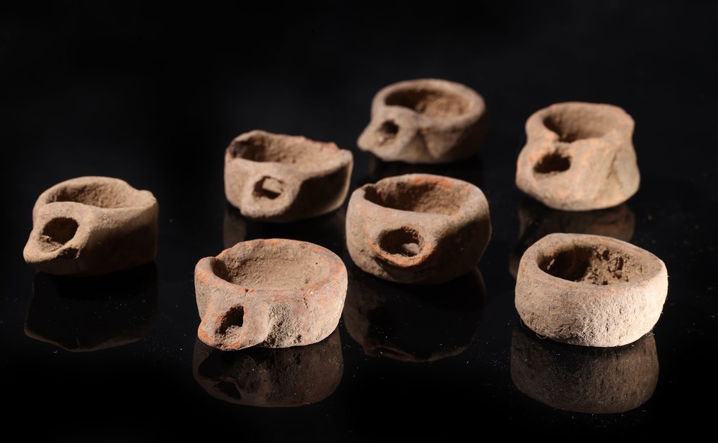 L'Égypte ancienne lampes à huile en terracotta - 2 cm #3.2