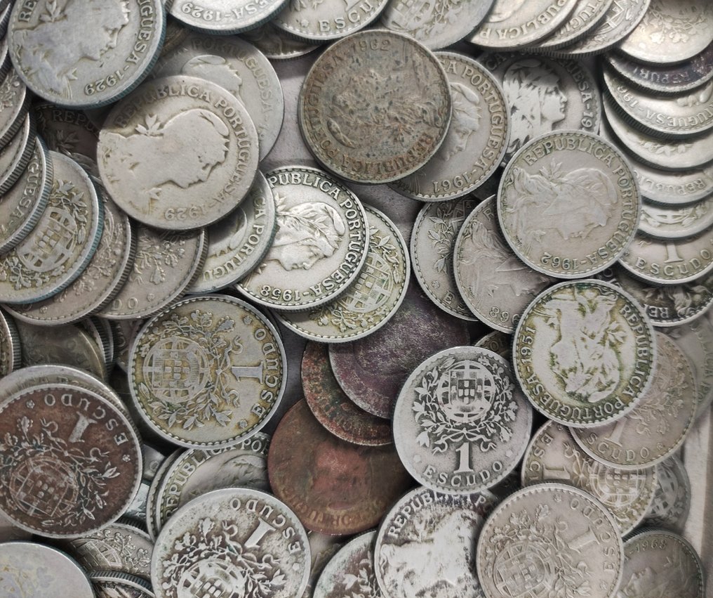 葡萄牙. Republic. Lot with 1.5kg of 1 Escudo Alpaca Coins (mixed lot, repeated dates) - 1927/1968  (沒有保留價) #2.1
