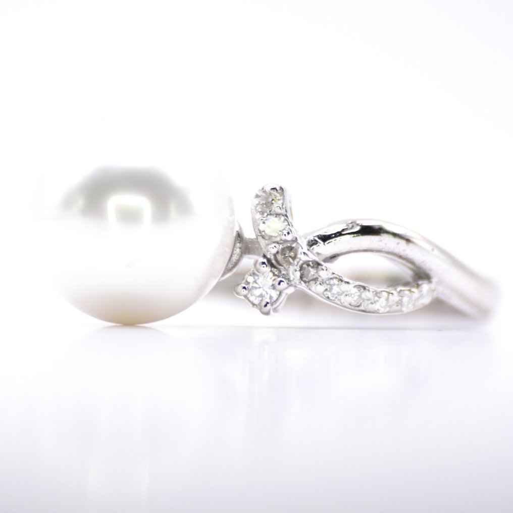 沒有保留價 - 戒指 鉑金 - 5.84ct. tw. 鉆石 (天然) - 珍珠 - 奶油灰 #1.0