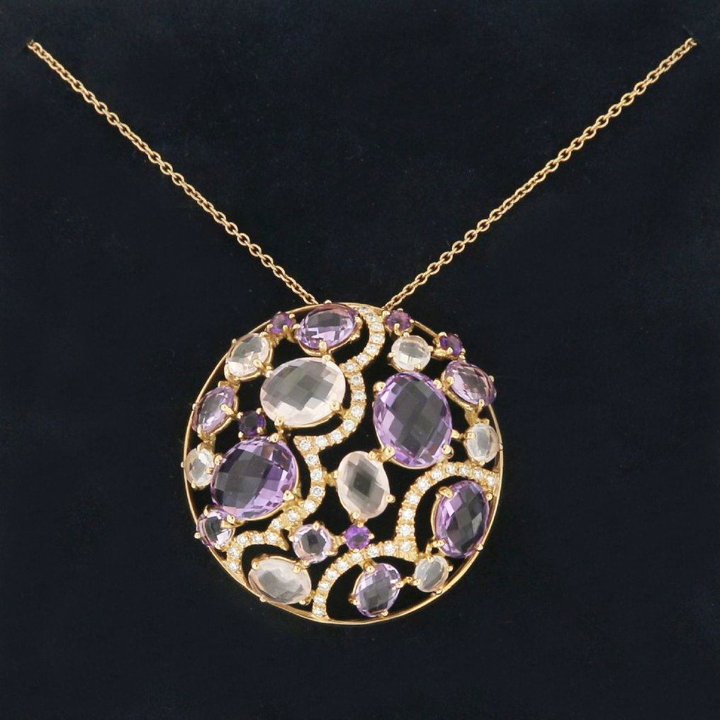 Bibigi - Κολιέ - 18 καράτια Ροζ χρυσό - 12.68ct. tw. Αμέθυστος - Διαμάντι #1.0