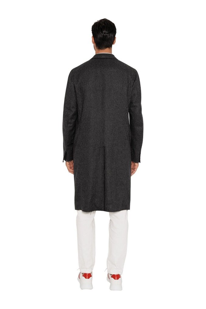 RRP 1900€ EIDOS by ISAIA NAPOLI Gray Coat Overcoat Wool Peak Lapel - 48 IT - Coat - New with tags #1.0