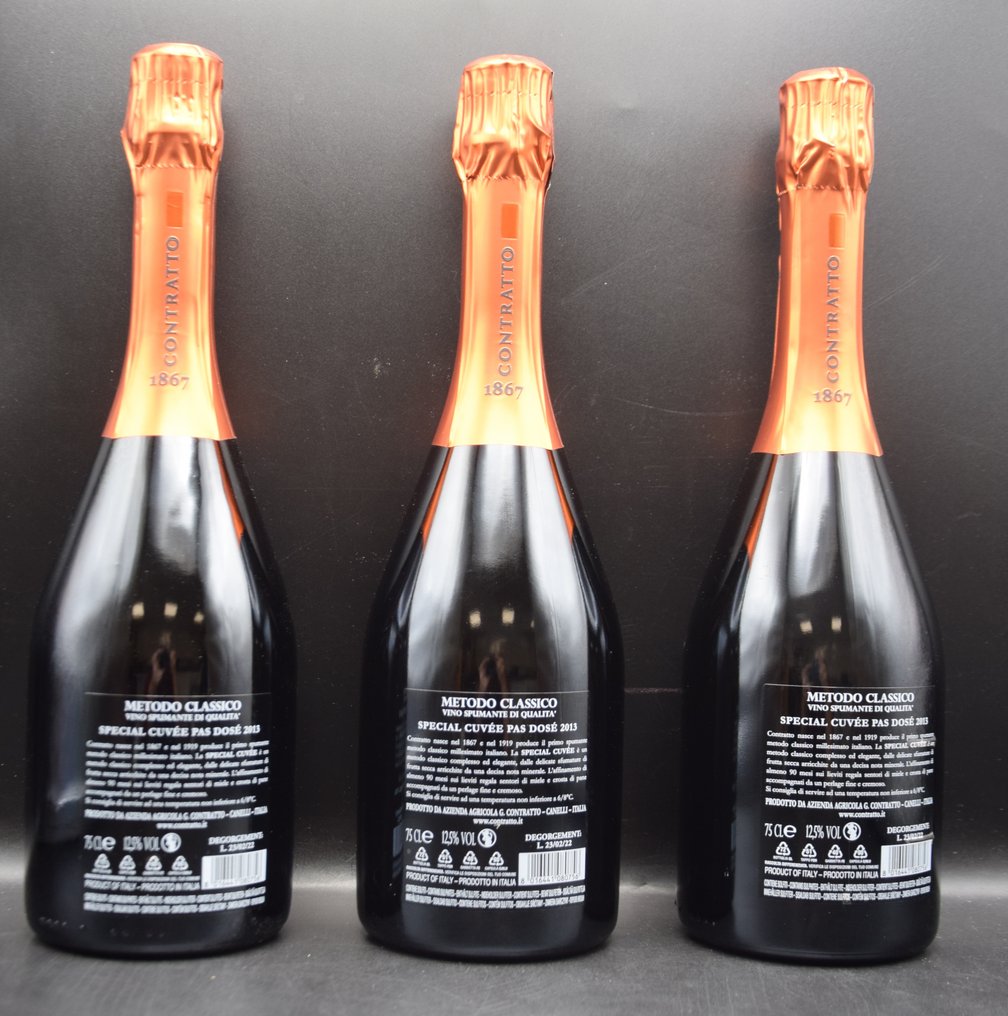2013 Contratto, Special Cuvée - Alta Langa Zéro Dosage, Blanc de Noirs - 3 Flasker (0,75 L) #1.0