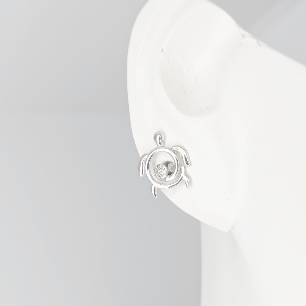 χωρίς τιμή ασφαλείας - Σκουλαρίκια - 14 καράτια Λευκός χρυσός -  0.07ct. tw. Διαμάντι (Φυσικό)  #4.3
