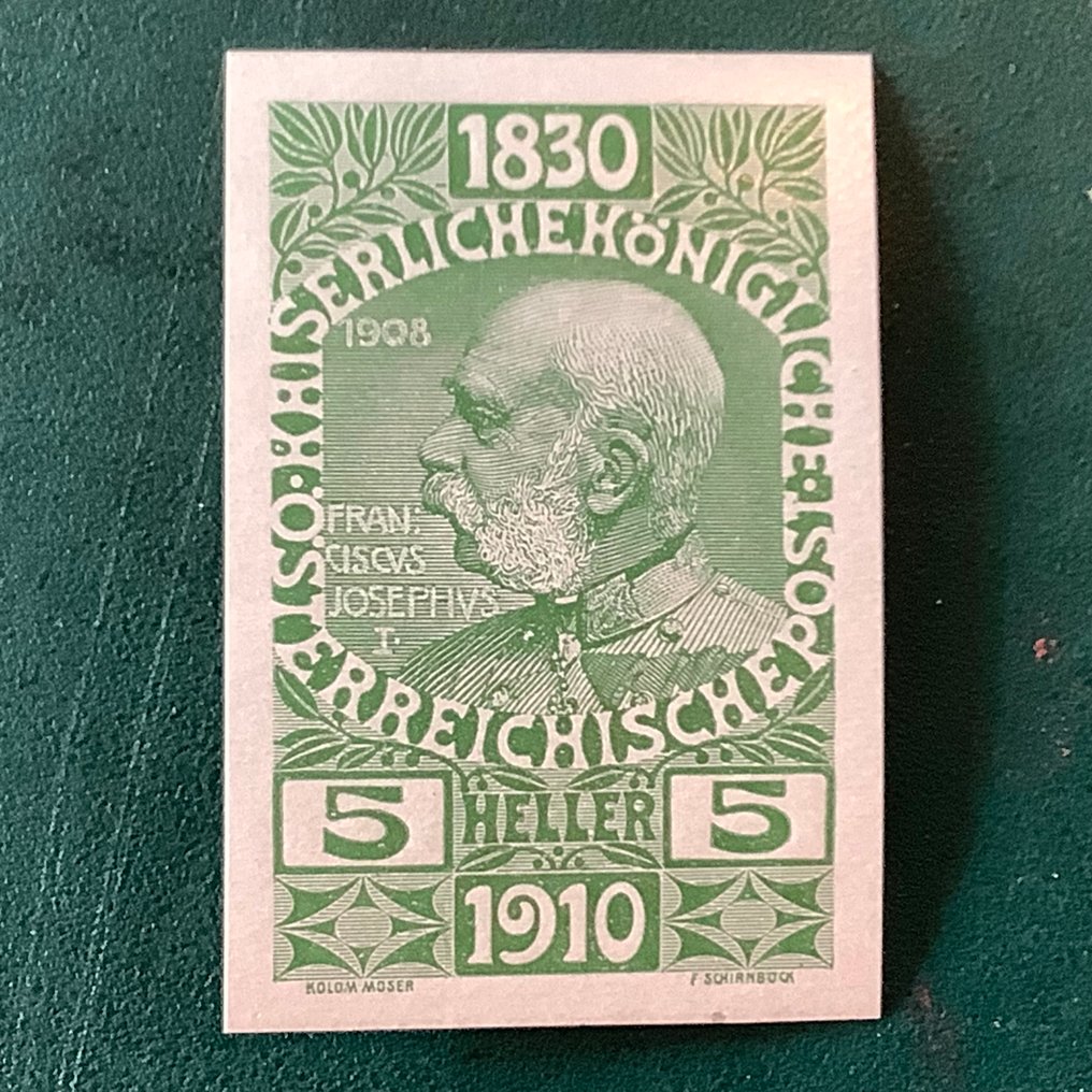 Austria 1910 - 5 Heller Jubilee Series untouched with a perfect photo certificate Soecknick - 40 stamps issued - Michel 164 U #2.1