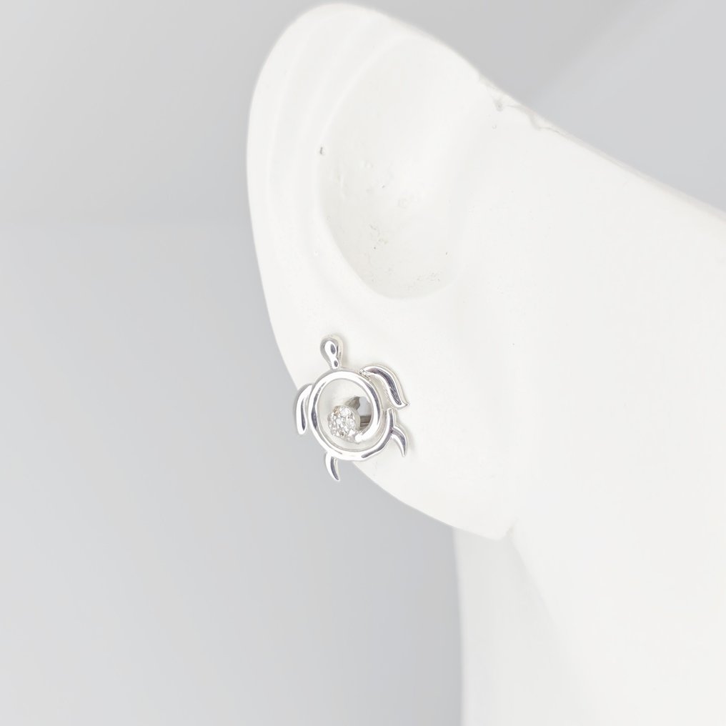 χωρίς τιμή ασφαλείας - Σκουλαρίκια - 14 καράτια Λευκός χρυσός -  0.07ct. tw. Διαμάντι (Φυσικό)  #1.0
