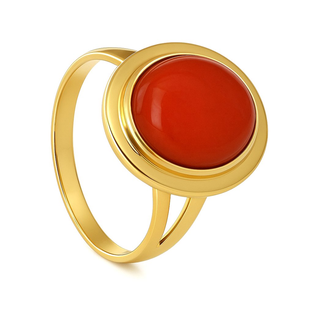 戒指 - 18 克拉 黃金 珊瑚 #1.0