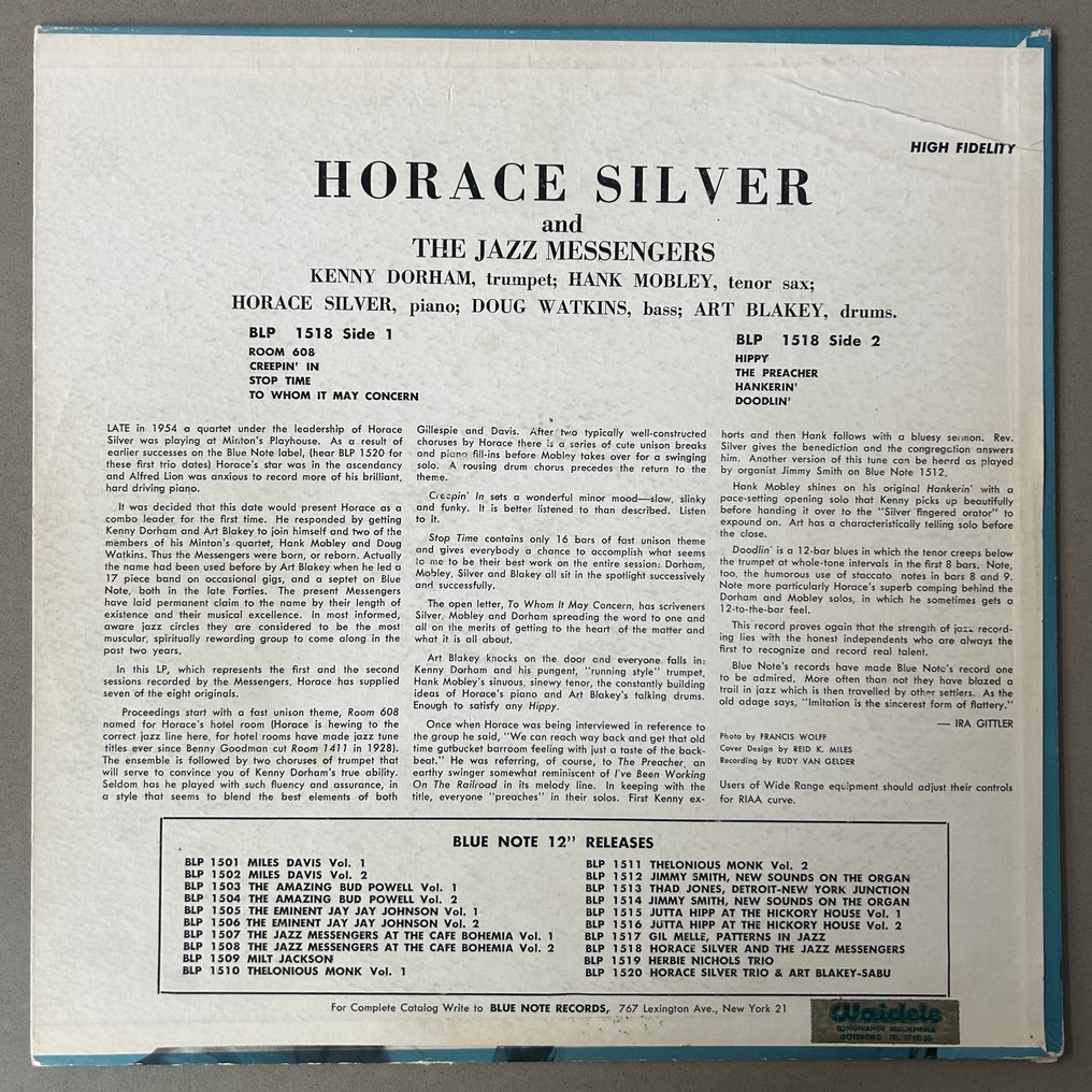 Horace Silver - Horace Silver and The Jazz Messengers - Single-Schallplatte - 1957 #1.0