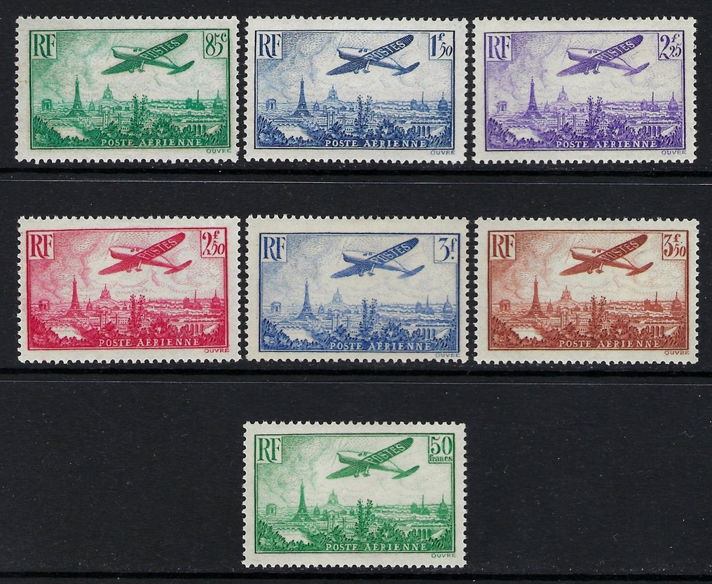 Ranska 1936 - Ilmailu Pariisin yllä lentävä lentokone -set. - Yvert N. PA 8/14 #1.0
