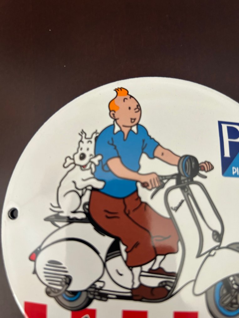 Vespa Piaggio Motorcycles Enamel Plaque Tintin - Zománc lemez - Zománc #3.2