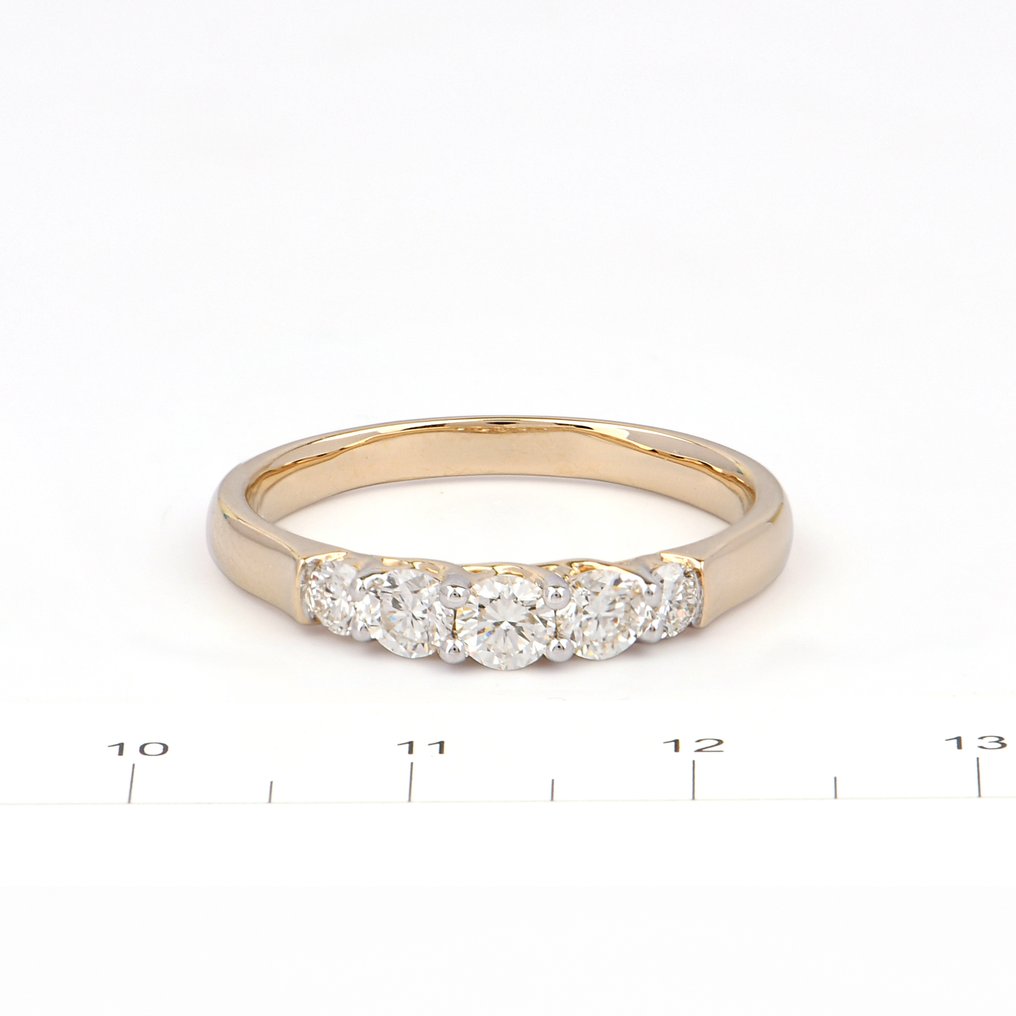 戒指 - 14 克拉 黃金 -  0.67ct. tw. 鉆石 (天然) - 鉆石 - Five Stone Band #3.2