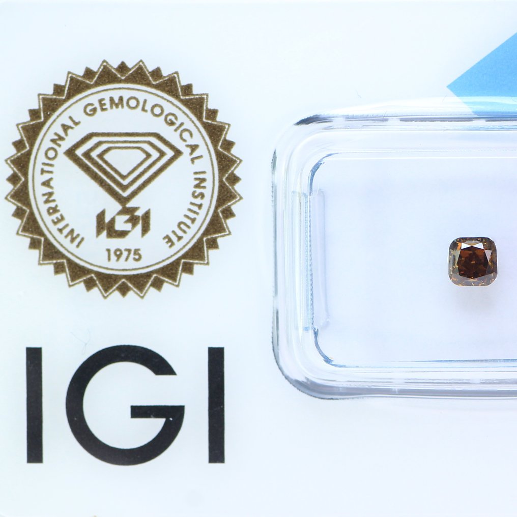 1 pcs 钻石  (天然色彩的)  - 0.36 ct - 枕形 - Fancy deep 稍帶棕色的 黄色 - SI2 微内含二级 - 国际宝石研究院（IGI） - 天然华丽深黄色 #2.1