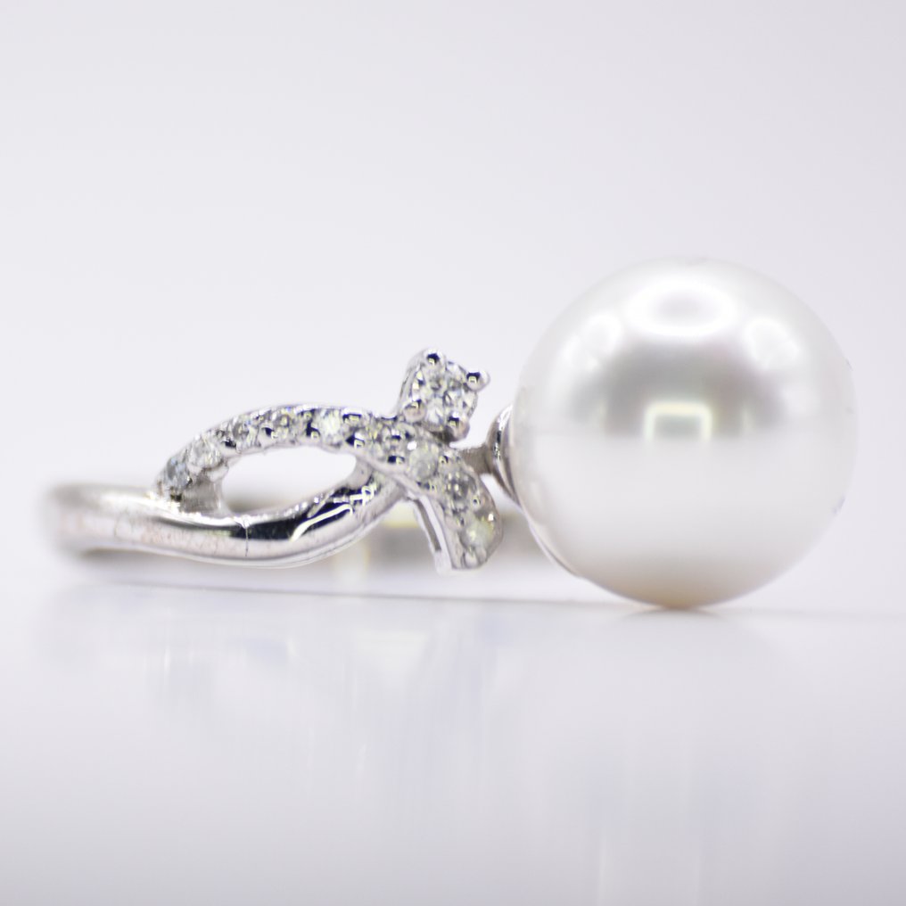 沒有保留價 - 戒指 鉑金 - 5.84ct. tw. 鉆石 (天然) - 珍珠 - 奶油灰 #2.1