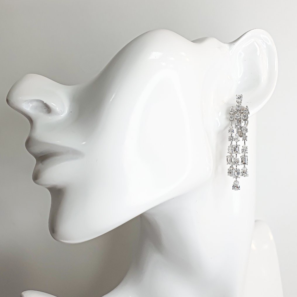 Σκουλαρίκια - 18 καράτια Λευκός χρυσός -  6.00ct. tw. Διαμάντι (Εργαστηριακής καλλιέργειας) - Διαμάντι - D-E VVS IGI #2.1