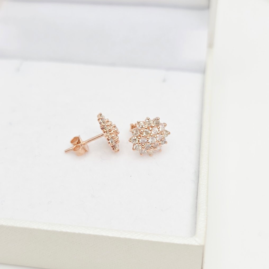 χωρίς τιμή ασφαλείας - Σκουλαρίκια - 14 καράτια Ροζ χρυσό - 1.08ct. tw. Διαμάντι (Φυσικό) #4.3