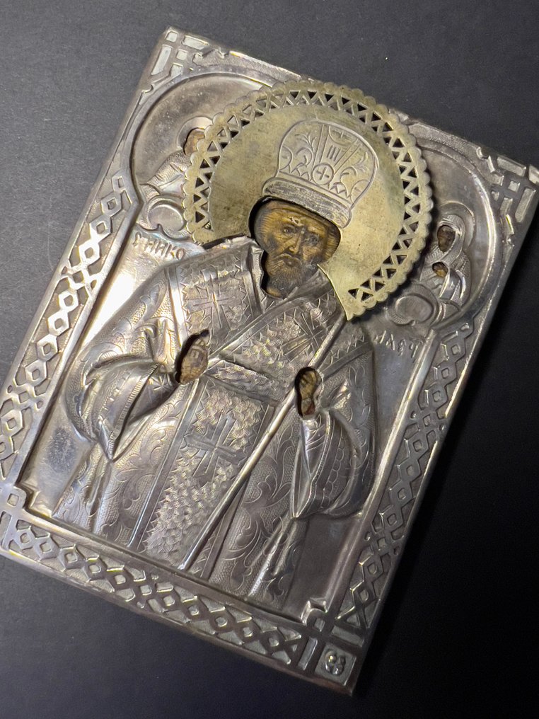 Ikona - Mikołaj z Miry - Drewno, Srebro #3.2