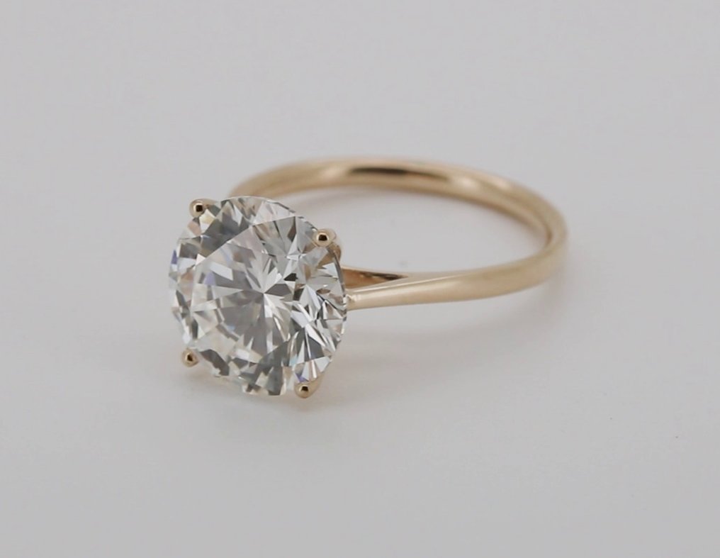 Gyűrű - 14 kt. Sárga arany - 6.00ct. tw. Gyémánt (Laboratóriumban előállított) - Round F-VVS2 #1.0