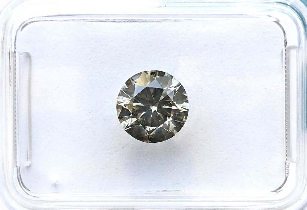 1 pcs 钻石 (天然色彩的) - 1.00 ct - 圆形 - Fancy light 灰色 - SI2 微内含二级 - 国际宝石研究院(IGI) #1.0