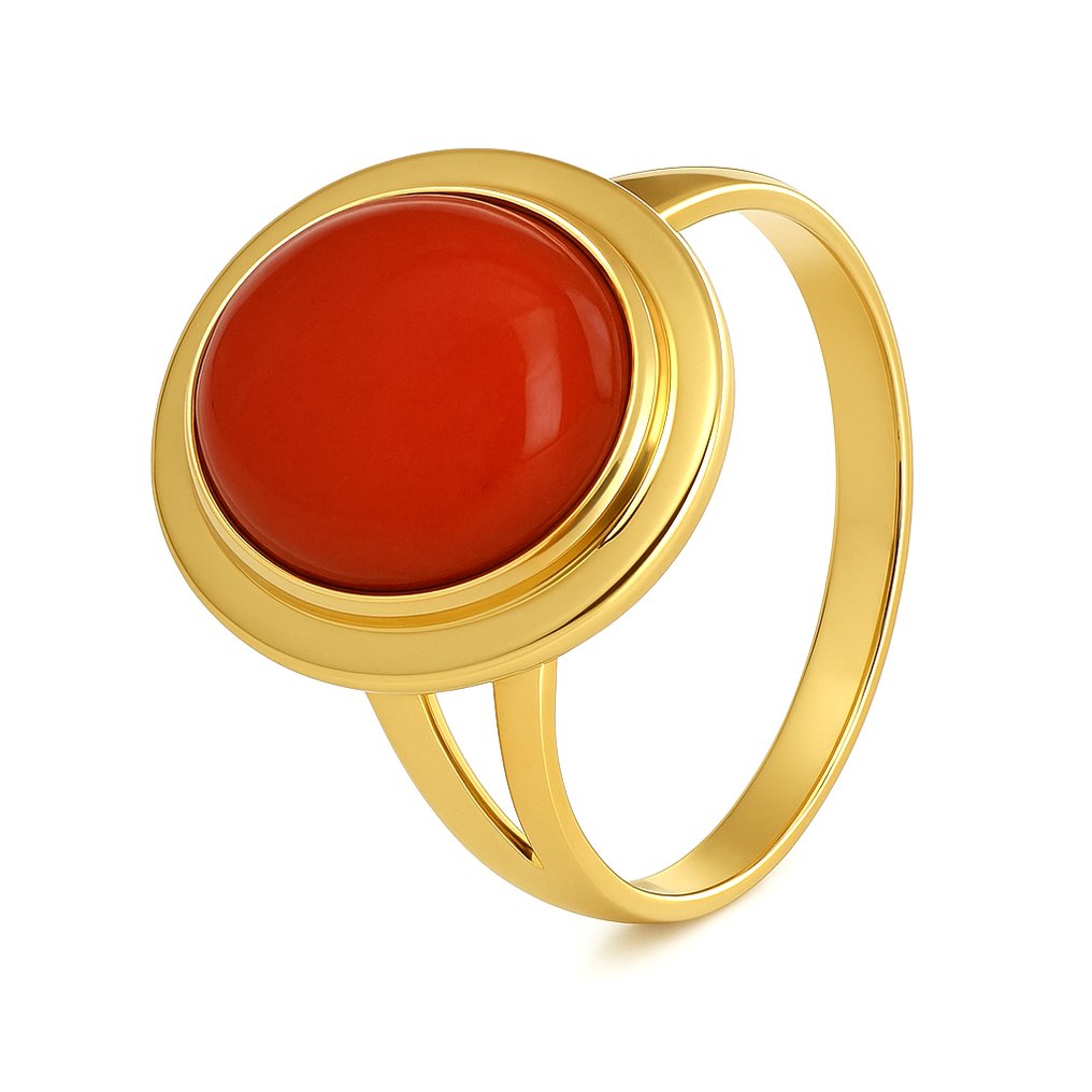 戒指 - 18 克拉 黃金 珊瑚 #3.2