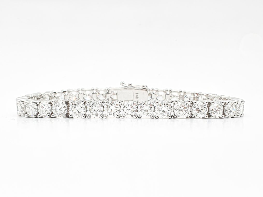 沒有保留價 - 網球手鍊 - 14 克拉 白金 -  17.99ct. tw. 鉆石 (實驗室培育) - D-E VVS #1.0