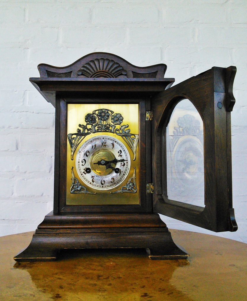 时钟 - Junghans 青年风格 木, 铜, 玻璃 - 1900-1910 #3.2