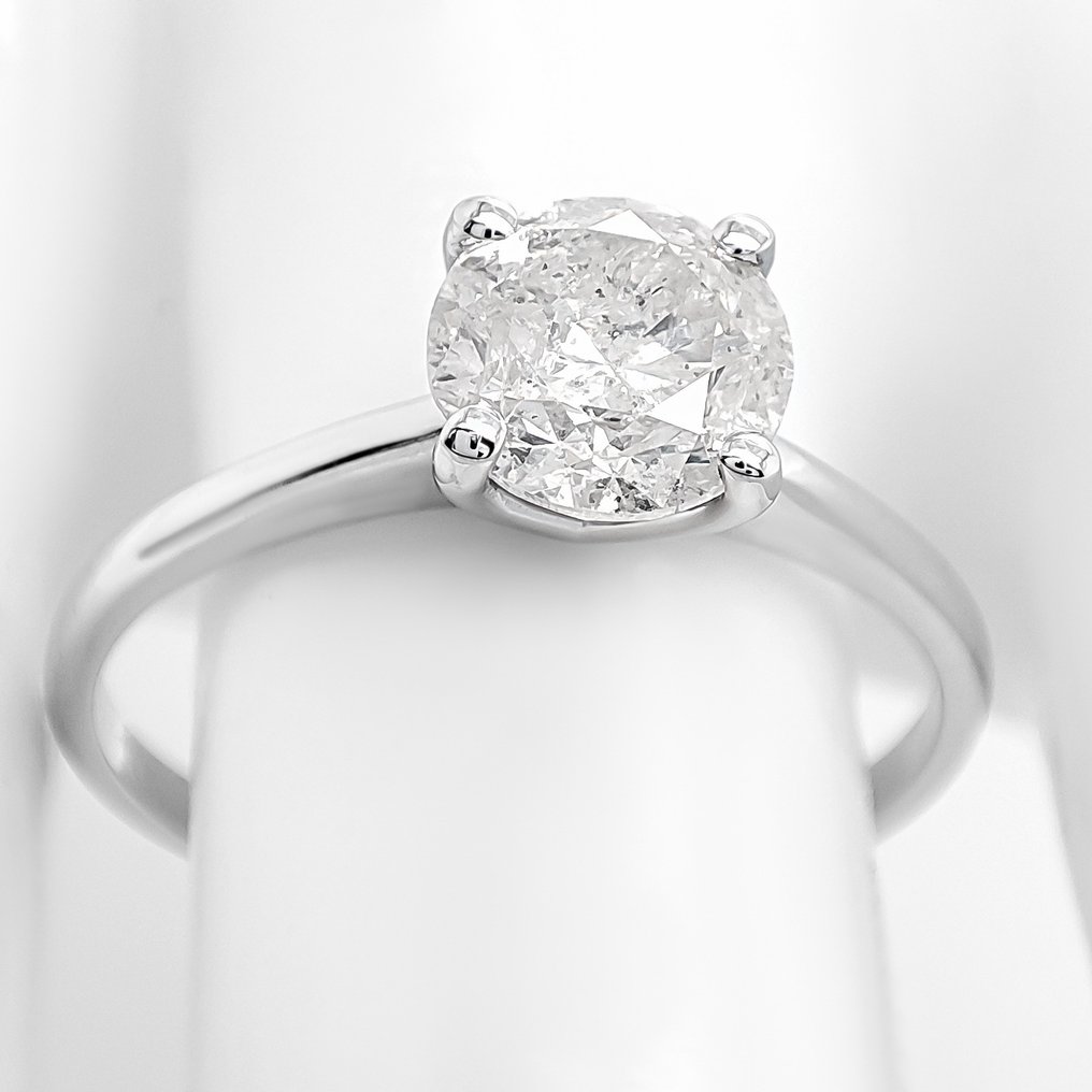 Zonder minimumprijs - Ring - 14 karaat Witgoud -  1.09ct. tw. Diamant (Natuurlijk) - IGI-certificaat #1.0