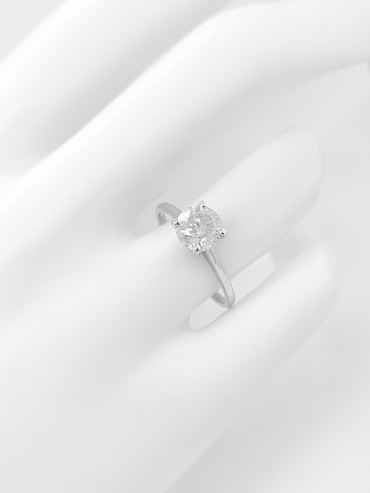 Zonder minimumprijs - Ring - 14 karaat Witgoud -  1.09ct. tw. Diamant (Natuurlijk) - IGI-certificaat #4.3