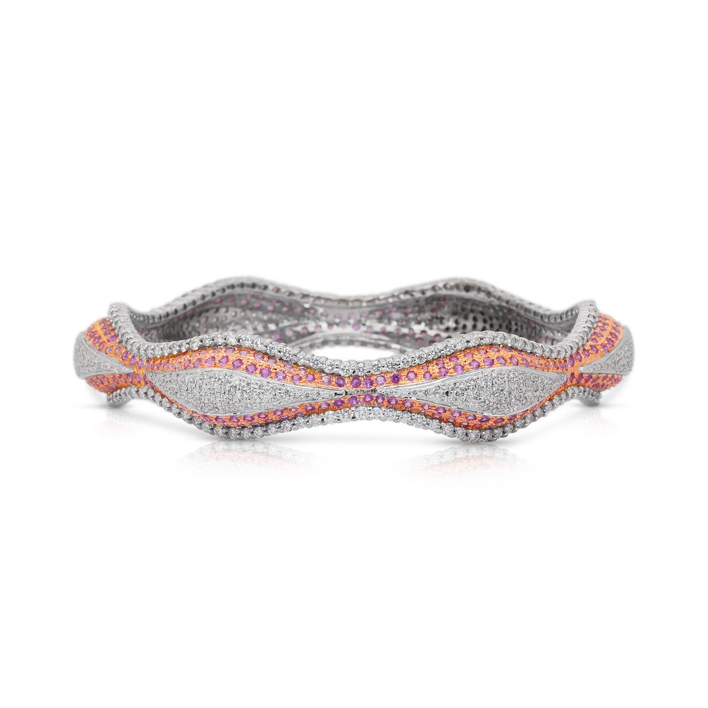 Μπανγκλ - 18 καράτια Λευκός χρυσός, Ροζ χρυσό - 16.68ct. tw. Ζαφείρι - Διαμάντι #4.3