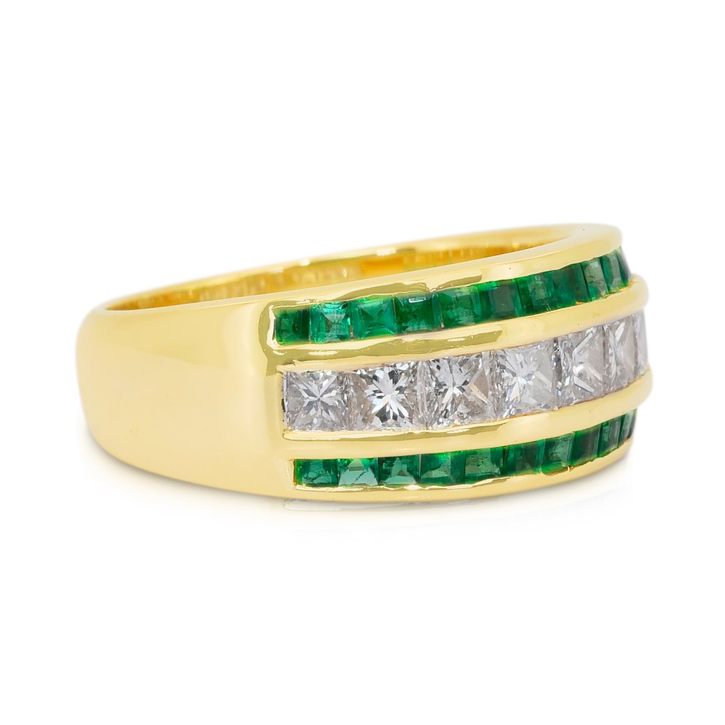 戒指 - 18K包金 黄金 - 1.35ct. tw. 祖母绿 - 钻石 - 迷人的戒指 #2.1