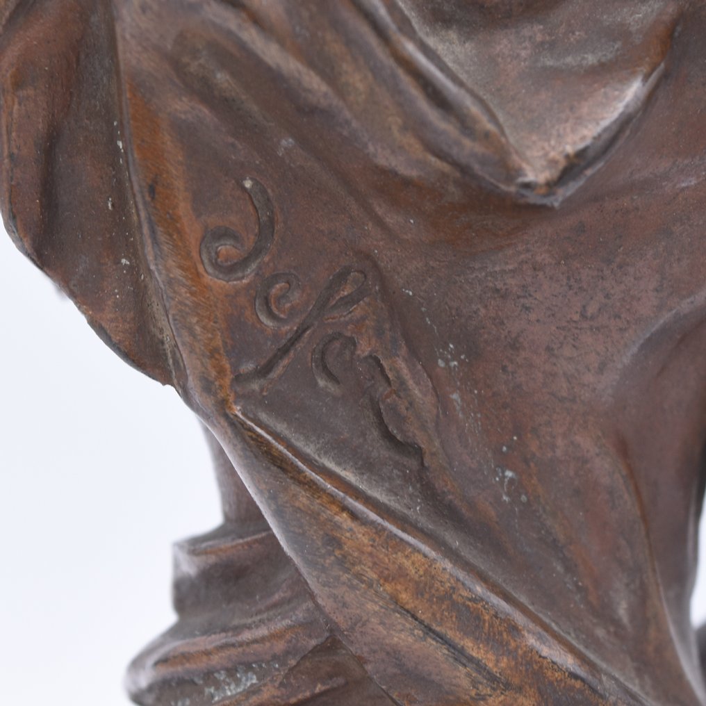 Sculpture, Dama tocando pandereta - Romanticismo tardío - 25 cm - Spelter #3.2