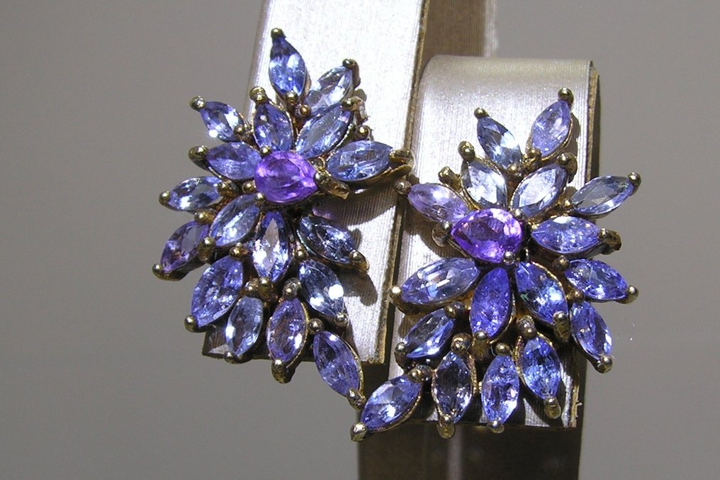 Τανζανίτης σκουλαρίκια - Ύψος: 25 mm - Πλάτος: 19.5 mm- 5.4 g - (2) #4.3