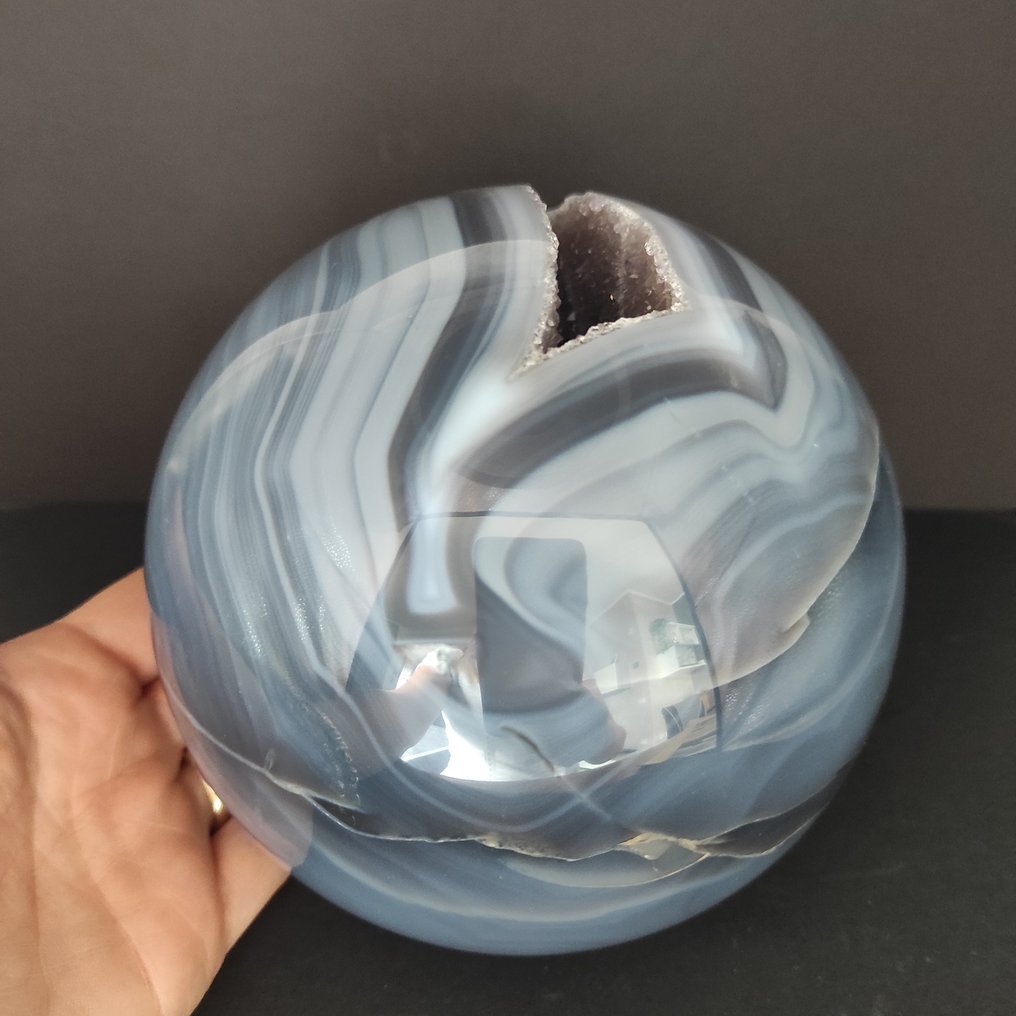Αχάτης σφαίρα περγαμηνή - Ύψος: 13.05 cm- 2730 g - (1) #3.2