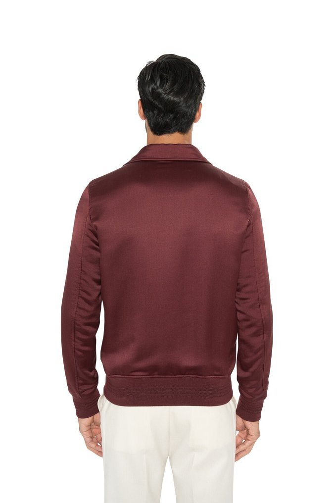 RRP 3800€ ISAIA NAPOLI Burgundy Satin Bomber Jacket Wool & Silk - 48 IT - Bomber - Nuovo con etichette #2.1