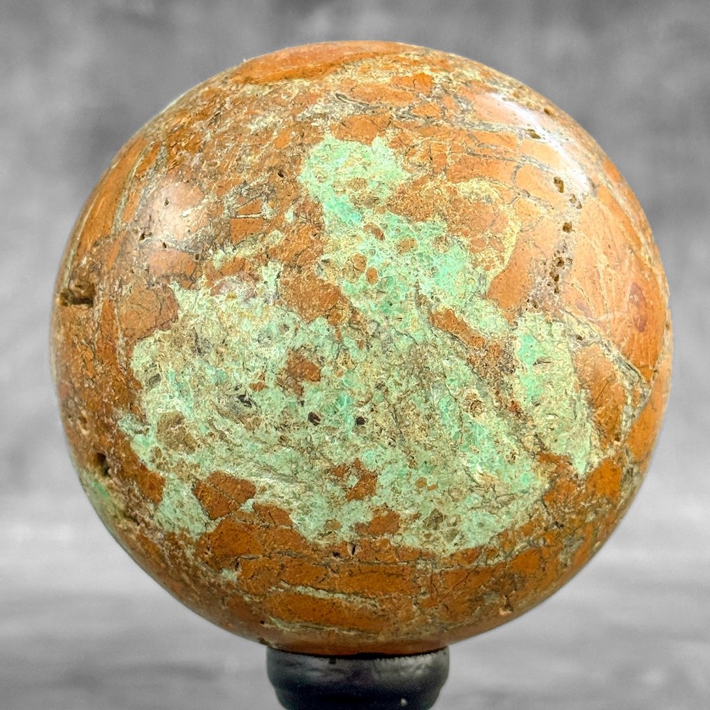 无底价 - 精彩双绿史密森石 定制支架上的球体 - 高度: 19.7 cm - 宽度: 10.6 cm- 2300 g #3.2