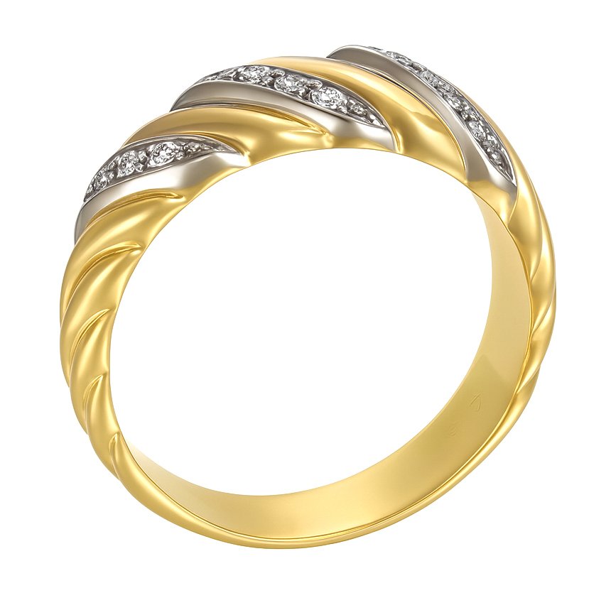 Ring - 18 karaat Witgoud, Geel goud - 0.23ct. tw. Diamant (Natuurlijk) #1.0