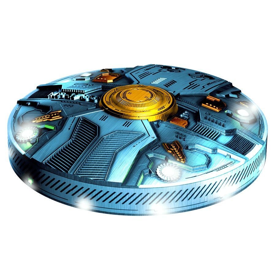 Cameroon. 1766 Francs 2024 7 oz 1766 CFA Cameroon Francs Flying UFO MP-1766 Blue Galaxy Edition Levitating Coin #3.2