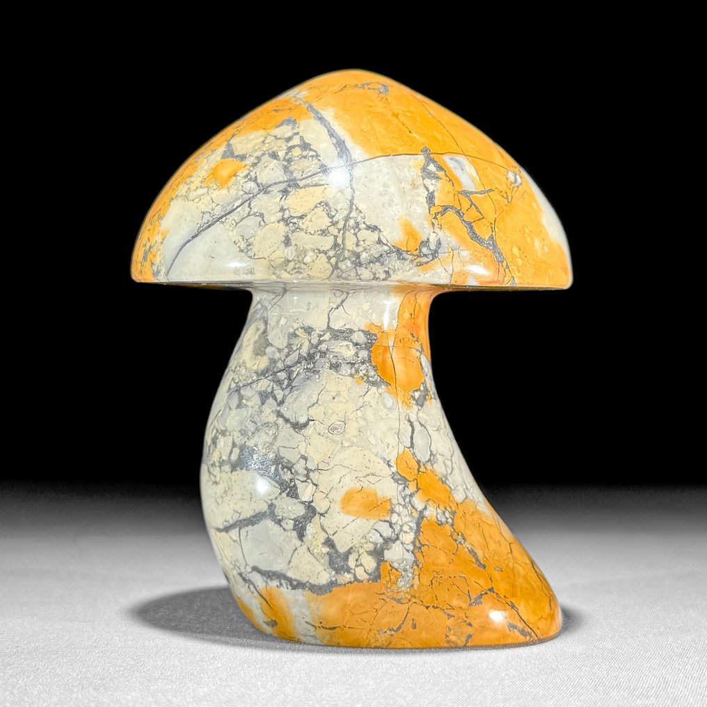 无底价——精彩的三件黄色Maligano Jasper 蘑菇状 - 高度: 10.5 cm - 闊度: 8.1 cm- 1300 g - (3) #4.3